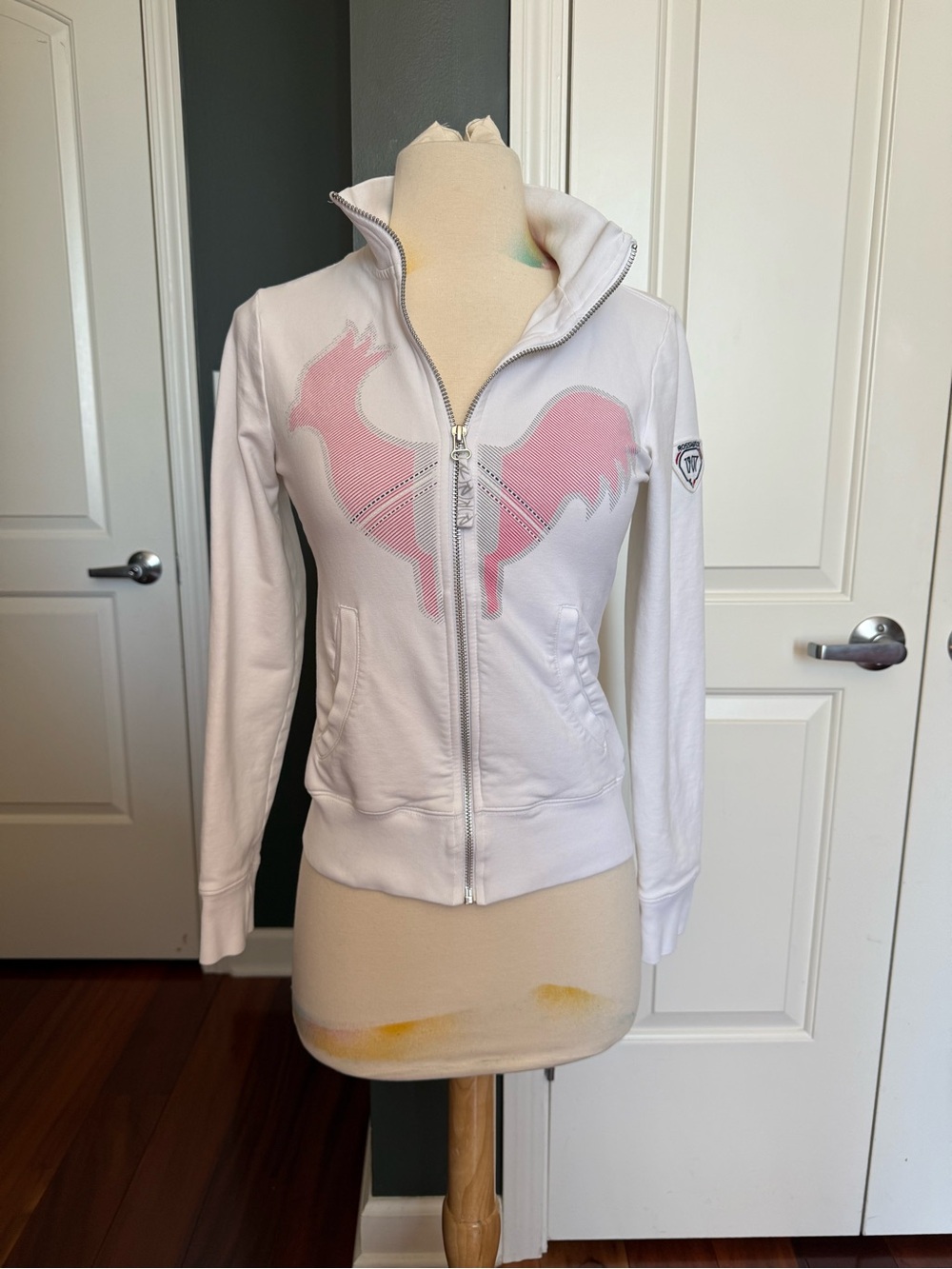 Rossignol White Women's Zip-Up Jacket with Signature Graphic